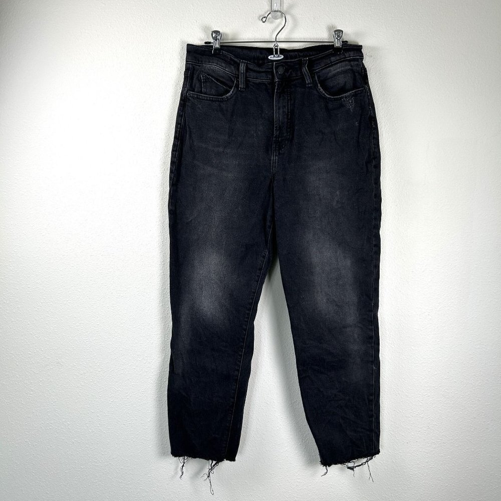 Old Navy Jeans Womens Size 10 Black High Rise Denim Raw‎ Frayed Edge Distressed